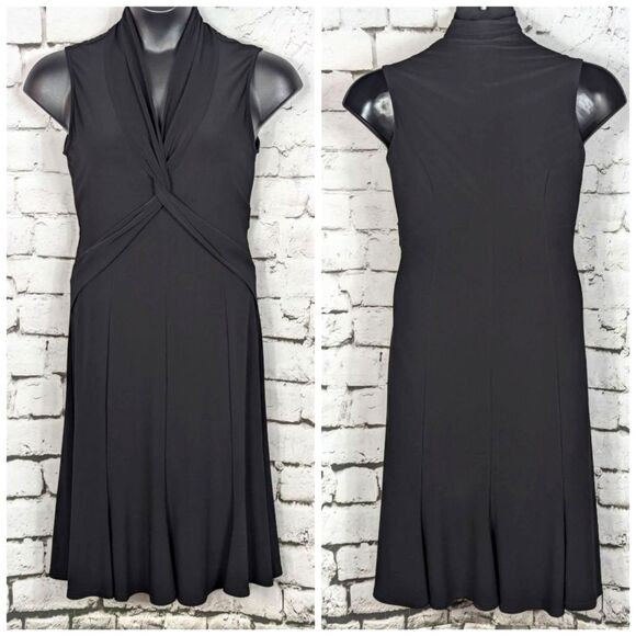 VTG JOSEPH RIBKOFF Fluid Knit Essential LBD Jersey Knit Dress Black Union US 10 - Picture 1 of 9